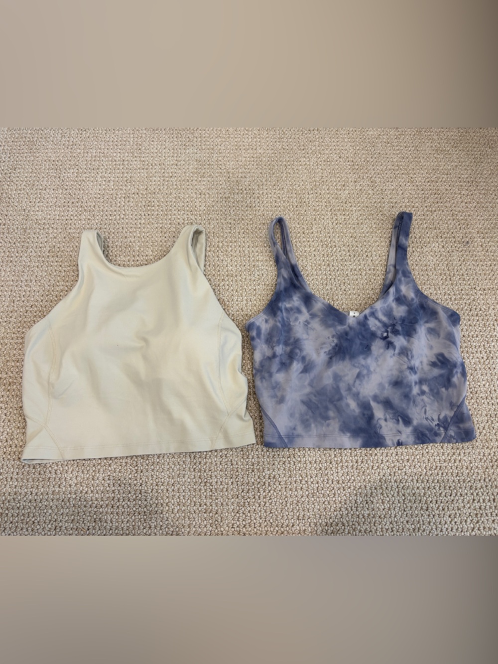 lululemon athletica 2 Women's Tie-Dye Blue & cream Cropped Tank Tops
